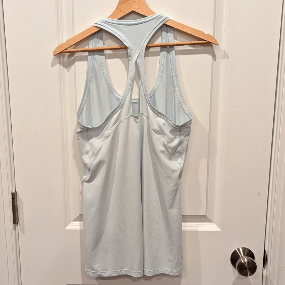 ATHLETA Light Blue Racerback Cutout Tank Top SMALL yoga Workout Pilates Hiking